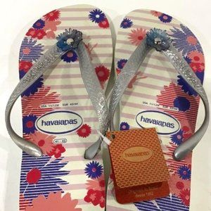 Havainas Floral Flip Flops- Women's 11/12 CAPRICE NWT